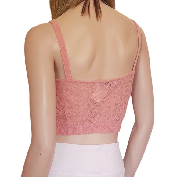 Zara Crop Top Tank Pullover Pointelle Lightweight Alpaca Knit Blush Pink - Picture 7 of 15